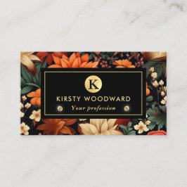 Elegant Vattenfärgsfärgad Orange och brunt Höst lö Visitkort