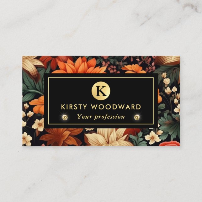 Elegant Vattenfärgsfärgad Orange och brunt Höst lö Visitkort (Framsida)