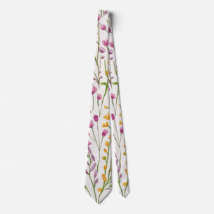 Elegant vattenfärgsfärgad orange rosa färg blommor slips