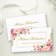 Elegant Vattenfärgsfärgad Rosa Blommigt och Guld R