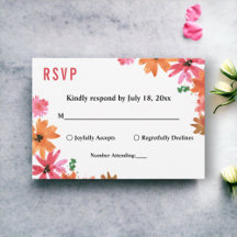 Elegant Vattenfärgsfärgad Rosa Orange Fall Blommig