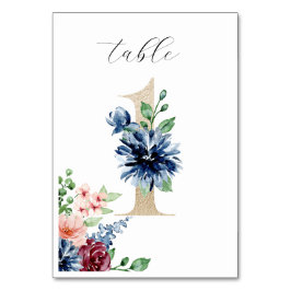 Elegant Vattenfärgsfärgade Blommigtar Faux Guld Br Bordsnummer