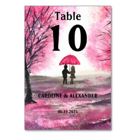 Elegant Vattenfärgsfärgen Cherry Blommar Blommigt  Bordsnummer