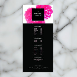 Elegant Vattenfärgsfärgkort Rosa Peonies Rack Card Reklamkort