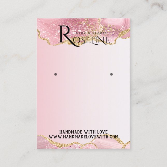 Elegant Vattenfärgsfärgning rosa glitter Visning Ö Visitkort (Framsida)