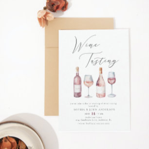 Elegant Vattenfärgsfärgstråd Vin-Möhippa Inbjudningar