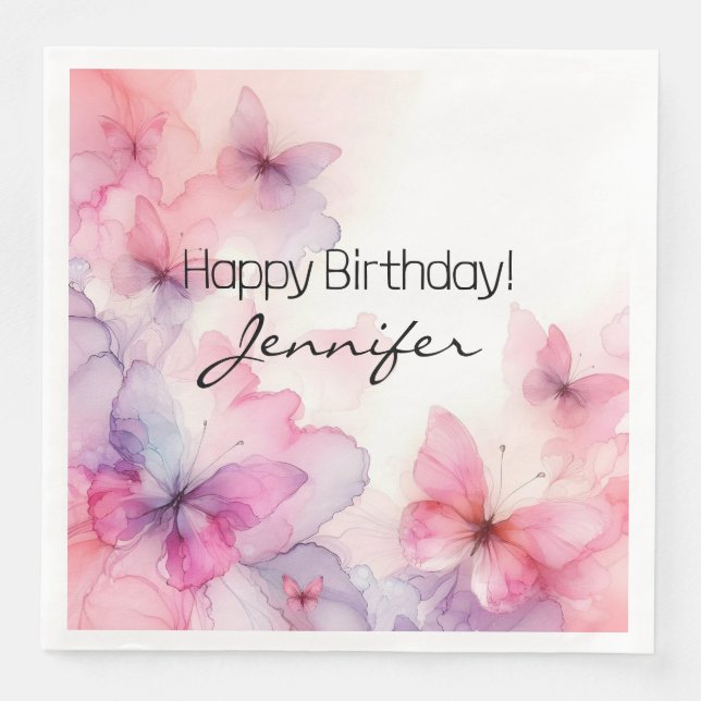 Elegant Vattenfärgsfjäril, Pappersservett (Framsida)