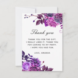 Elegant vattenfärgsfödelsedag lila lilax-blommigt tack kort