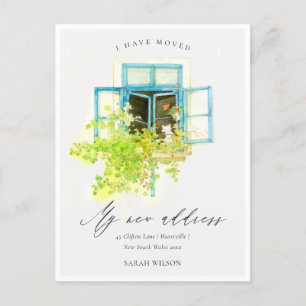Elegant Vattenfärgsfönster för Blommigt Vine Fönst Vykort