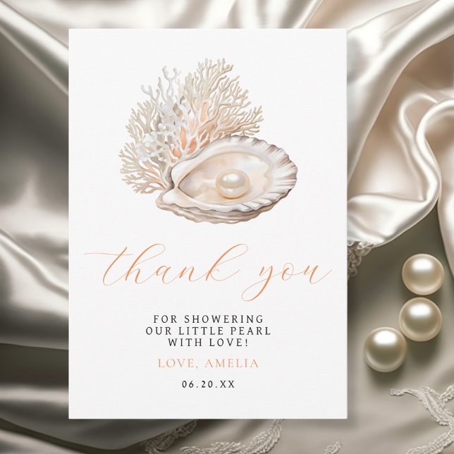 Elegant Vattenfärgsfönster Pearl Baby Shower Tack Kort (Skapare uppladdad)