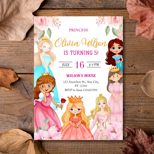 Elegant Vattenfärgsförekomster Blommigt födelsedag Inbjudningar (Elegant Watercolor Princesses Floral Birthday Invitation
)