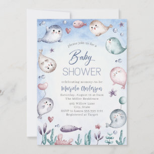 Elegant Vattenfärgsförslutning för Baby babykläder Inbjudningar