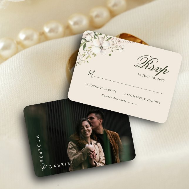 Elegant Vattenfärgsfoto Bröllop OSA Kort (Skapare uppladdad)