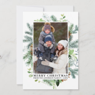 Elegant Vattenfärgsfoto för Gräs Ram-familjen Julkort
