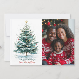 Elegant Vattenfärgsfoto Julgran Anpassningsbar Julkort