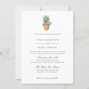 Elegant Vattenfärgsfrukt PINEAPPLE-Tropik, foto Inbjudningar