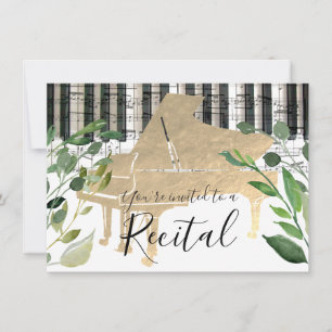 elegant vattenfärgsgreenery piano inbjudningar