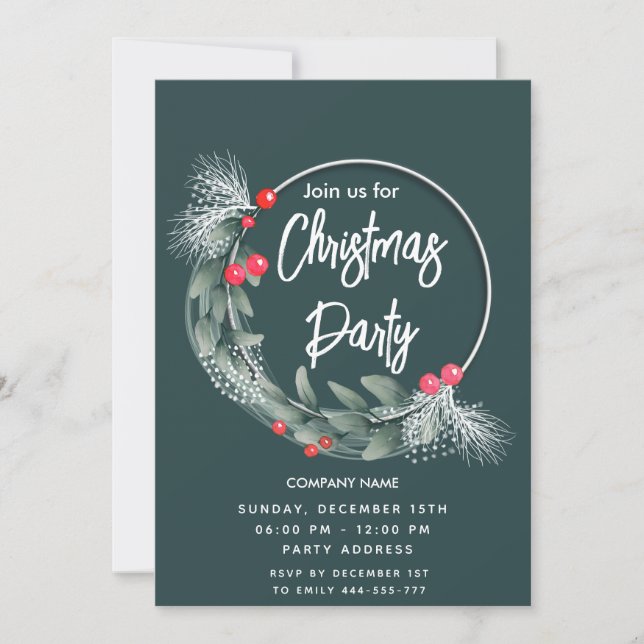 Elegant vattenfärgsgreenery wandecompany inbjudningar (Framsida)