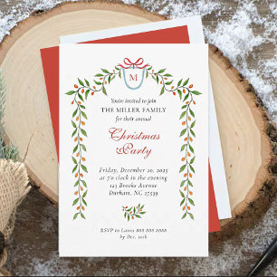 Elegant vattenfärgsgrön Julfest Meddelande