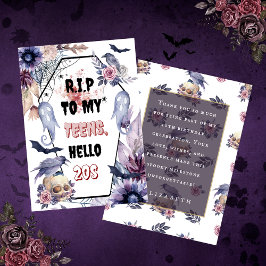 Elegant vattenfärgshalloween-uppgång 20 vuxarnas f tack kort