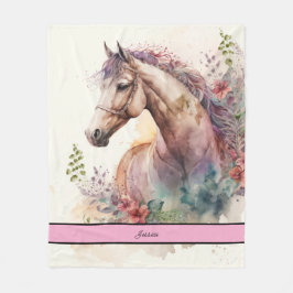 Elegant Vattenfärgshäst Fleecefilt