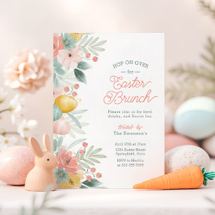 Elegant Vattenfärgsinbjudan Blommigt Påsk Brunch-i Inbjudningar