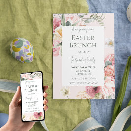 Elegant Vattenfärgsinbjudan Blommigt Påsk Brunch-i Inbjudningar