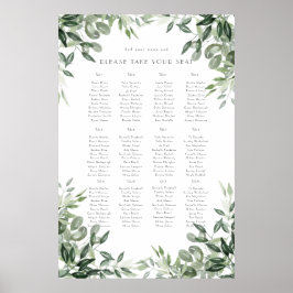 Elegant vattenfärgsjägare löv botanicals grönt poster