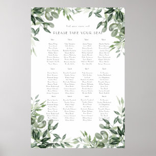 Elegant vattenfärgsjägare löv botanicals grönt poster