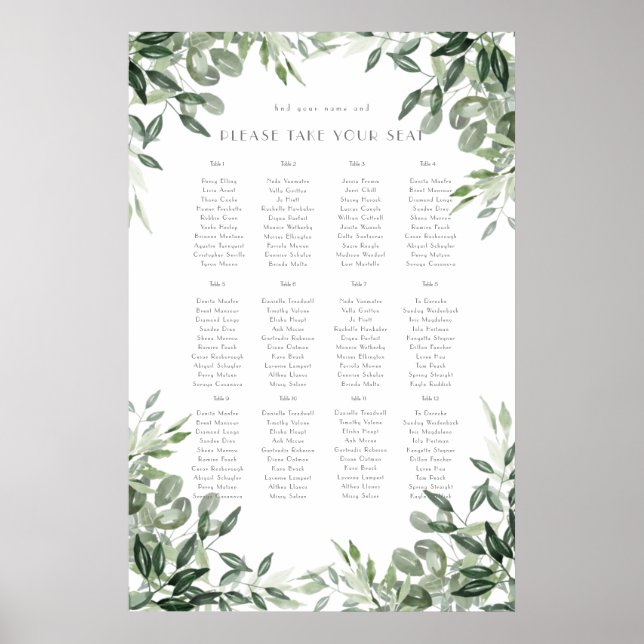 Elegant vattenfärgsjägare löv botanicals grönt poster (Framsidan)
