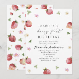 Elegant Vattenfärgsjordgubbsbabyskor Inbjudningar