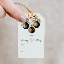 Elegant Vattenfärgsjul Julfest Baubles Presentetikett