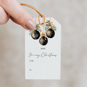 Elegant Vattenfärgsjul Julfest Baubles Presentetikett