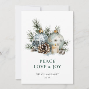 Elegant Vattenfärgsjulen Ornament Hälsning Julkort