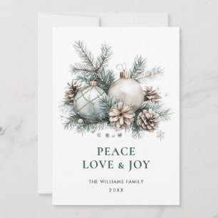 Elegant Vattenfärgsjulen Ornament Hälsning Julkort