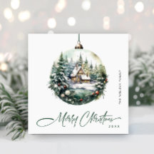 Elegant Vattenfärgsjulen Ornament Hälsning