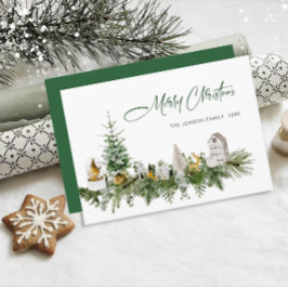 Elegant Vattenfärgsjulsammansättning Hälsning Julkort