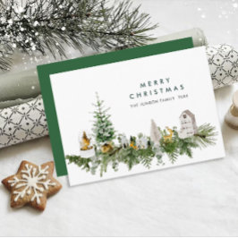 Elegant Vattenfärgsjulsammansättning Hälsning Julkort