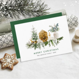 Elegant Vattenfärgsjulsammansättning Hälsning Julkort