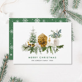 Elegant Vattenfärgsjulsammansättning Hälsning Julkort