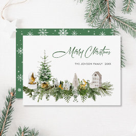 Elegant Vattenfärgsjulsammansättning Hälsning Julkort