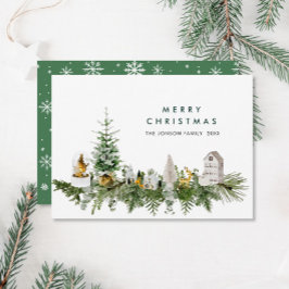 Elegant Vattenfärgsjulsammansättning Hälsning Julkort