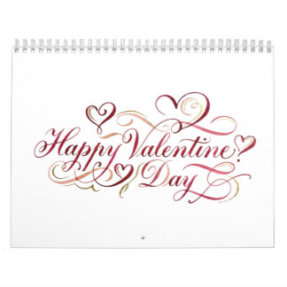 Elegant vattenfärgskalligrafi Glad Alla Hjärtans D Kalender