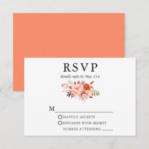 Elegant Vattenfärgskoral Blommigt Ro Bröllop