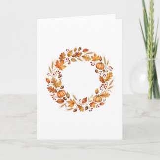 Elegant vattenfärgskrans julkort för Thanksgiving Kort