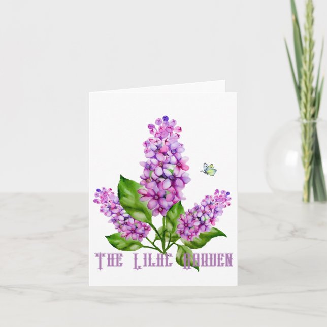 Elegant vattenfärgslilac gren anteckningskort (Framsida)