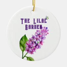 Elegant vattenfärgslilac gren julgransprydnad keramik