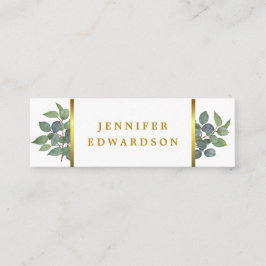 Elegant vattenfärgslöv vit guld professionell mini visitkort