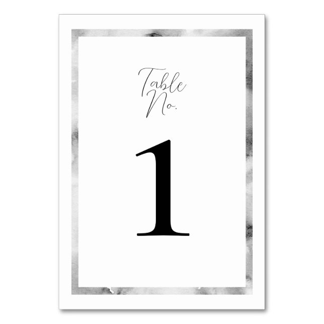 Elegant Vattenfärgsmarkör Bliss Bröllop Bordsnummer (Framsidan)