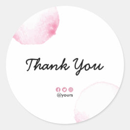 Elegant Vattenfärgsminimalistisk Pastel Rosa-pense Runt Klistermärke